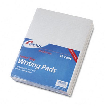 Ampad 21118 Evidence Glue Top Narrow Ruled Pads  Ltr  White  12  50-Sheet Pads Pack